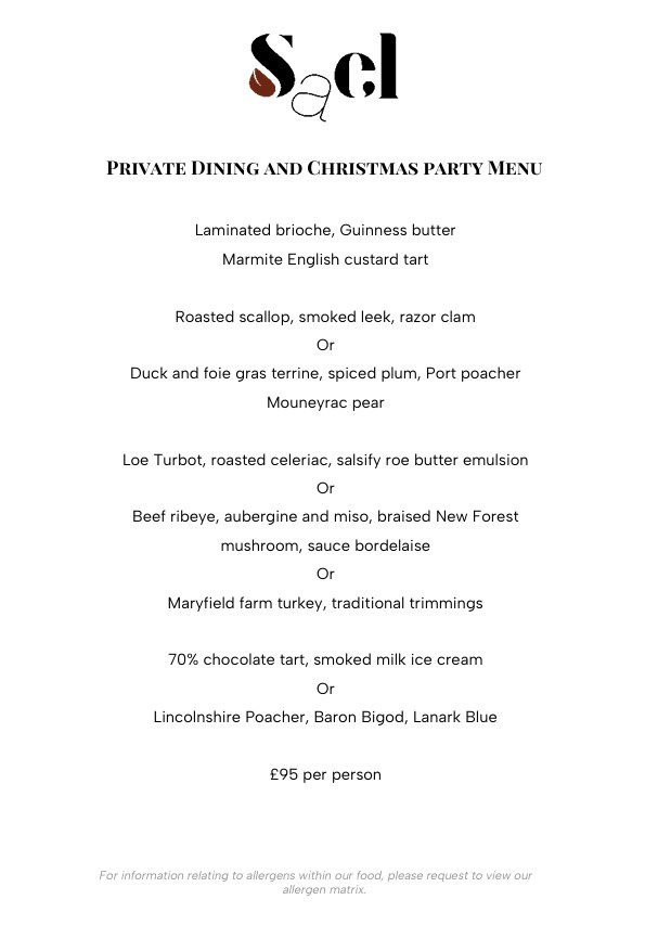 FESTIVE HIRE MENU