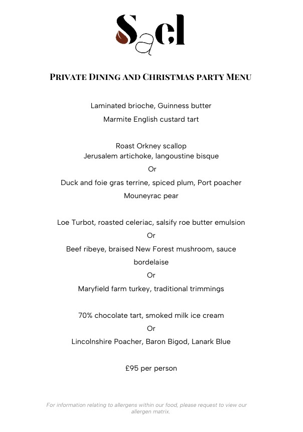 FESTIVE HIRE MENU