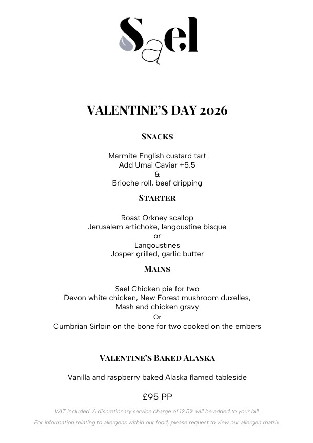 VALENTINE'S DAY MENU