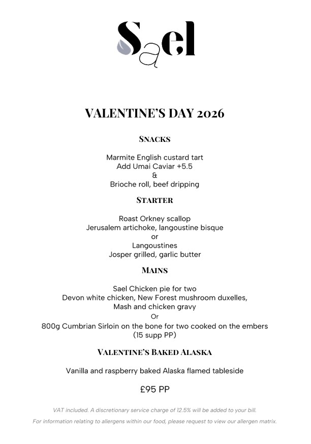 VALENTINE'S DAY MENU